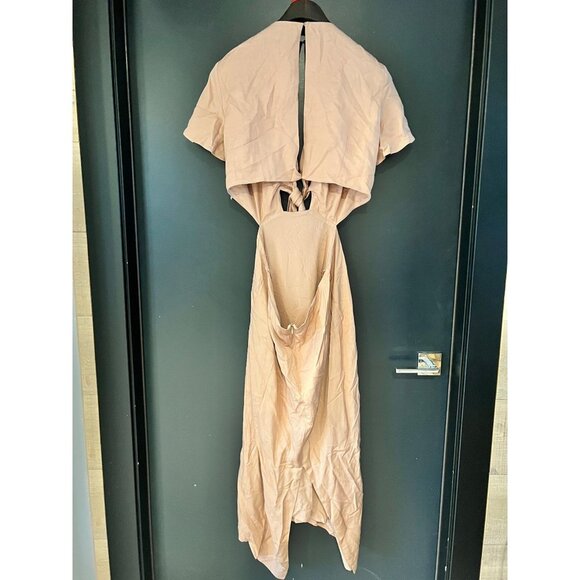 NWOT REISS IONA TIE WAIST BODYCON MIDI BLUSH DRESS SIZE 12 - Picture 6 of 10